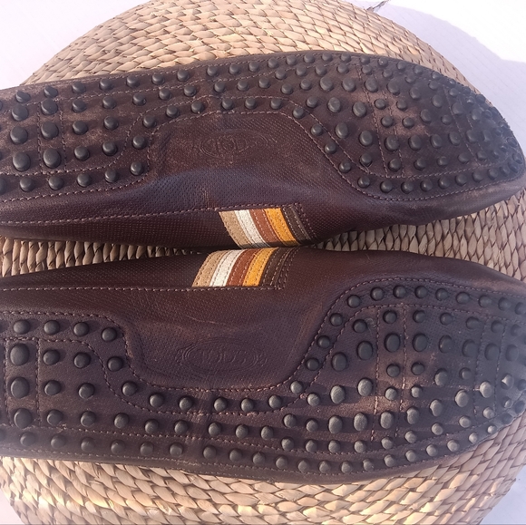 Tods Men's Brown Leather Slip On Loafers Size 10 Very Good Condition - Picture 8 of 9